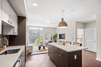 Modern kitchen at l seven apartments in san francisco, ca 94103